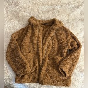 Fuzzy brown coat.